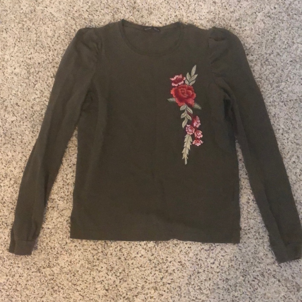 Zara green embroidered sweater